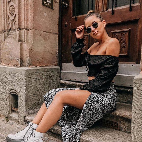 Leopard slit hip wrap skirt S M L XL - Picture 2 of 5